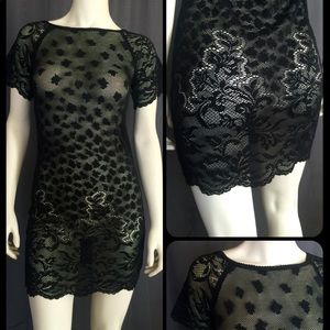 Black lace dress see-through